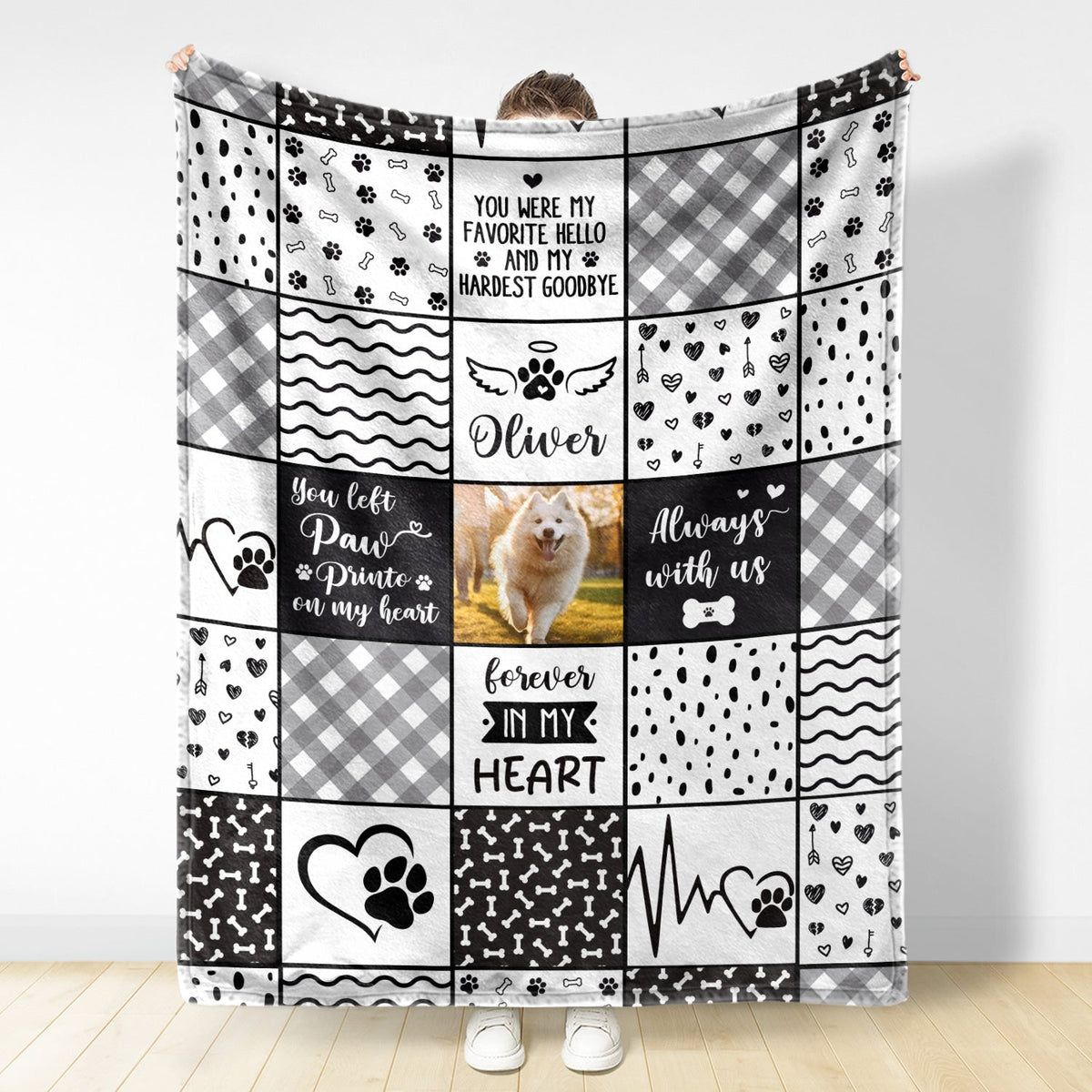 Custom Photo Pet Memorial Always With Us - Memorial Gift For Pet Lovers - Personalized Fleece Blanket, Sherpa Blanket