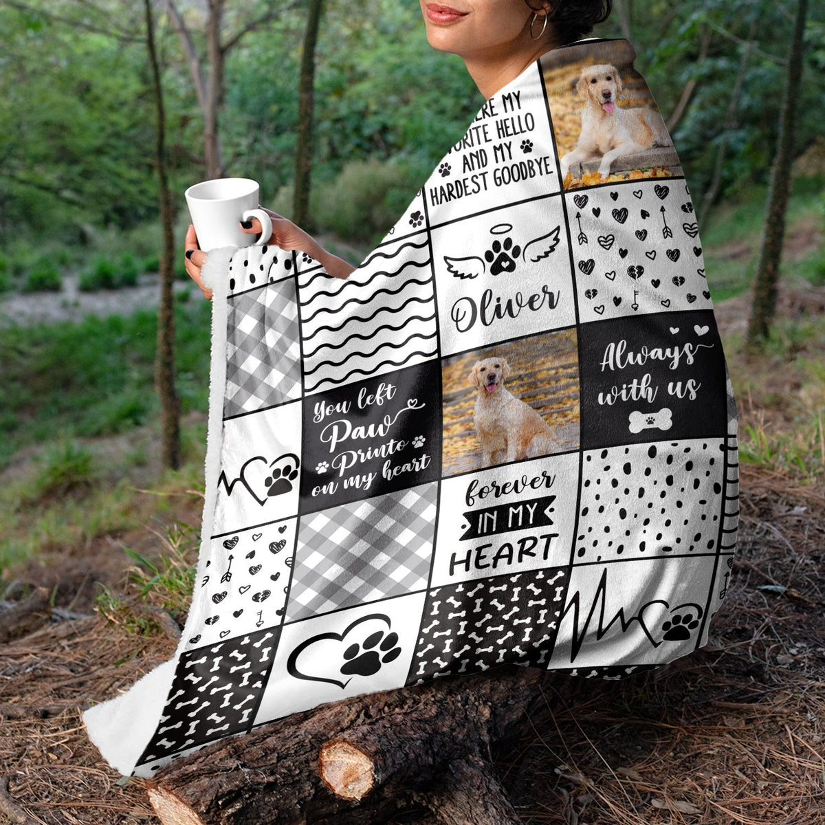 Custom Photo Pet Memorial Always With Us - Memorial Gift For Pet Lovers - Personalized Fleece Blanket, Sherpa Blanket