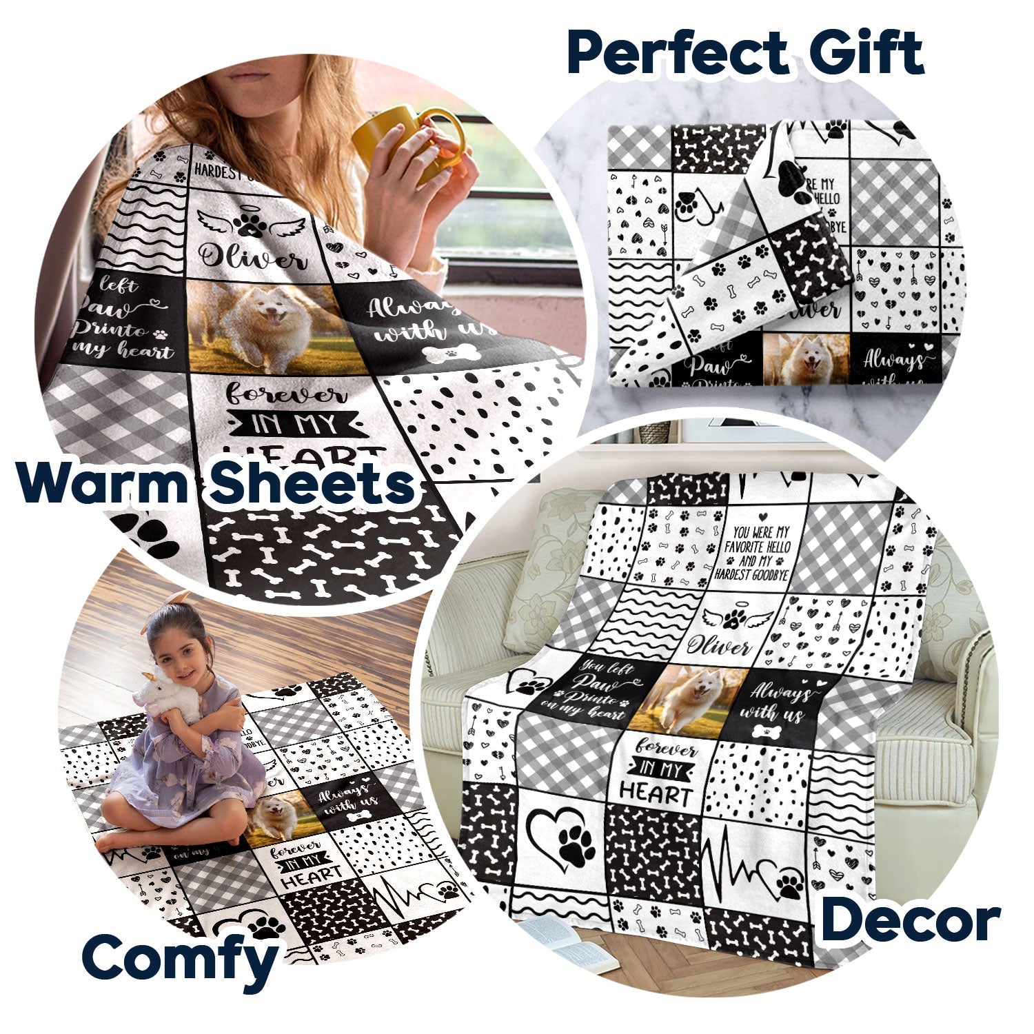 Custom Photo Pet Memorial Always With Us - Memorial Gift For Pet Lovers - Personalized Fleece Blanket, Sherpa Blanket