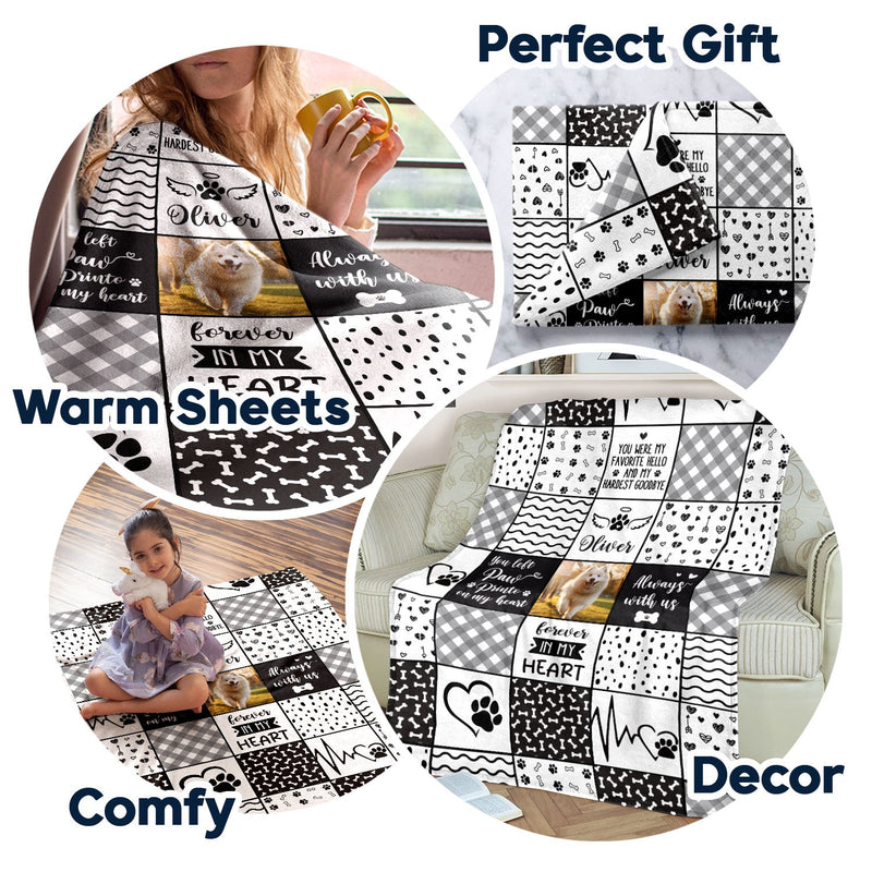 Custom Photo Pet Memorial Always With Us - Memorial Gift For Pet Lovers - Personalized Fleece Blanket, Sherpa Blanket