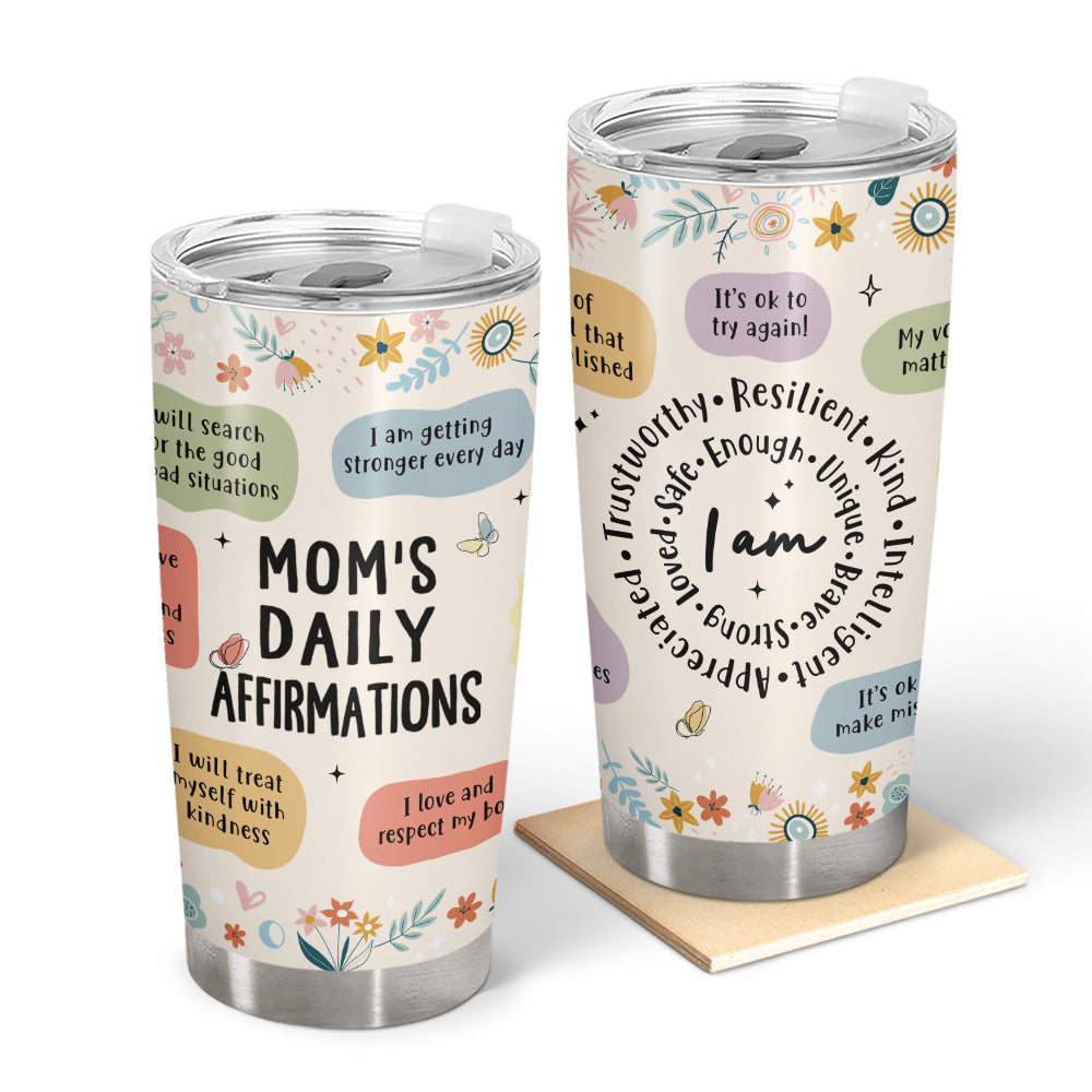 Wander Prints Moms Daily Affirmations 20oz Insulated Tumbler - Gifts for Mom from Daughter Son, Mom Gifts for Mother's Day, Birthday - Gifts for Wife from Husband, Wife Gifts for Mother's Day