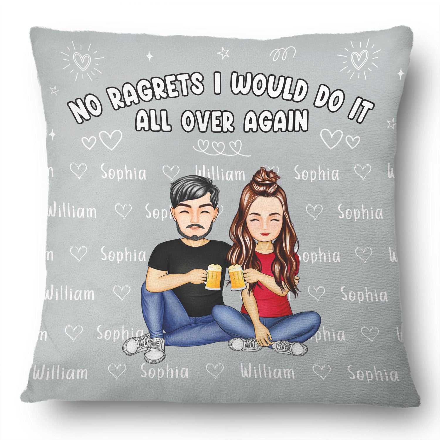 Couple No Ragrets I Would Do It All Over Again - Anniversary Gift For Couples - Personalized Pillow