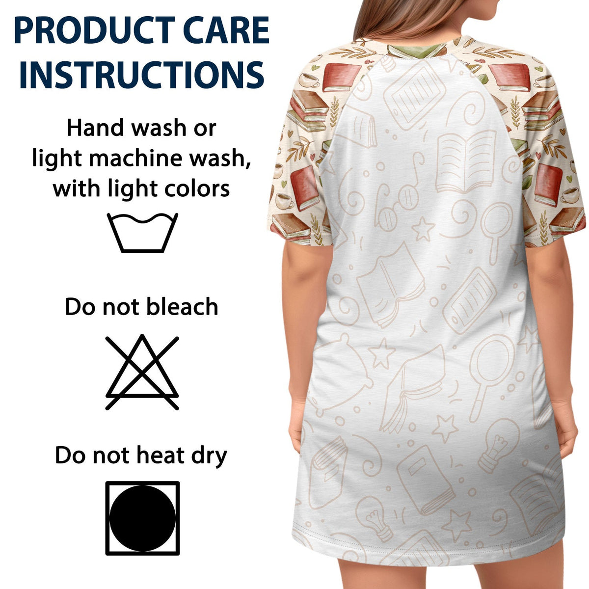 J'aime rester au lit et lire des livres - Cadeau pour les amoureux des livres et de la lecture - T-shirt de nuit personnalisé pour femme