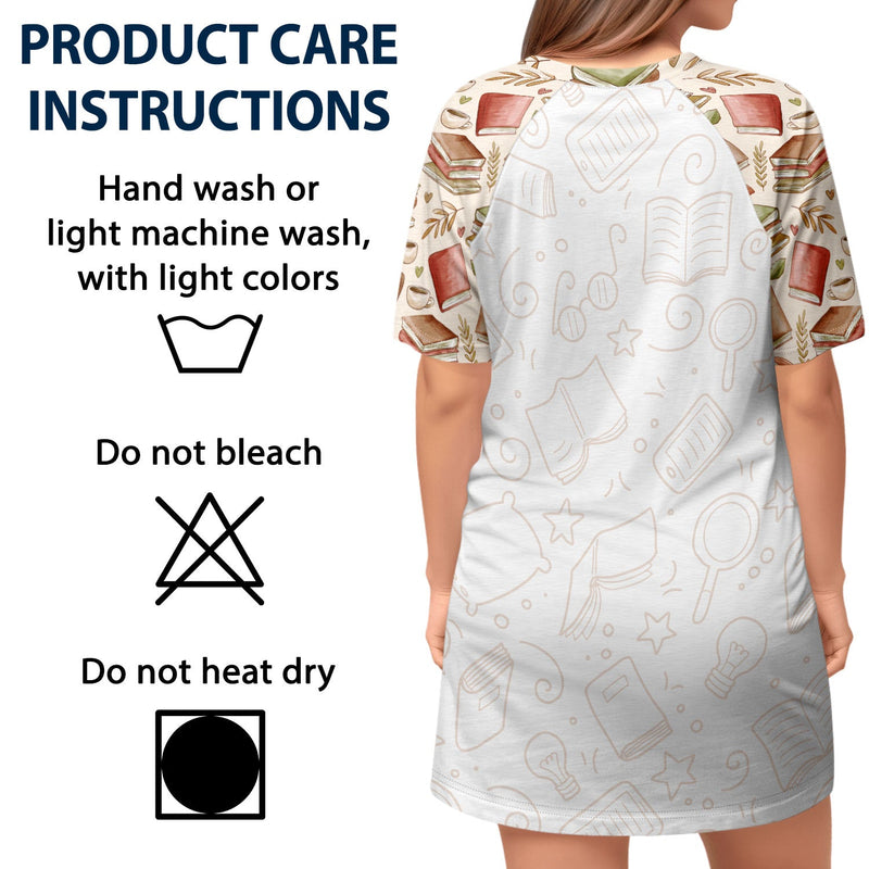 J'aime rester au lit et lire des livres - Cadeau pour les amoureux des livres et de la lecture - T-shirt de nuit personnalisé pour femme