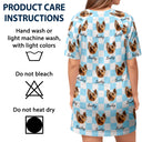 Custom Photo Pet Faces Groovy Checkered Pattern - Gift For Dog Mom, Cat Mom - Personalized Women's Sleep Tee