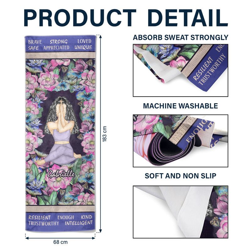 Yoga I Am Strong - Cadeau pour vous-même, cadeau pour femme - Serviette de yoga personnalisée