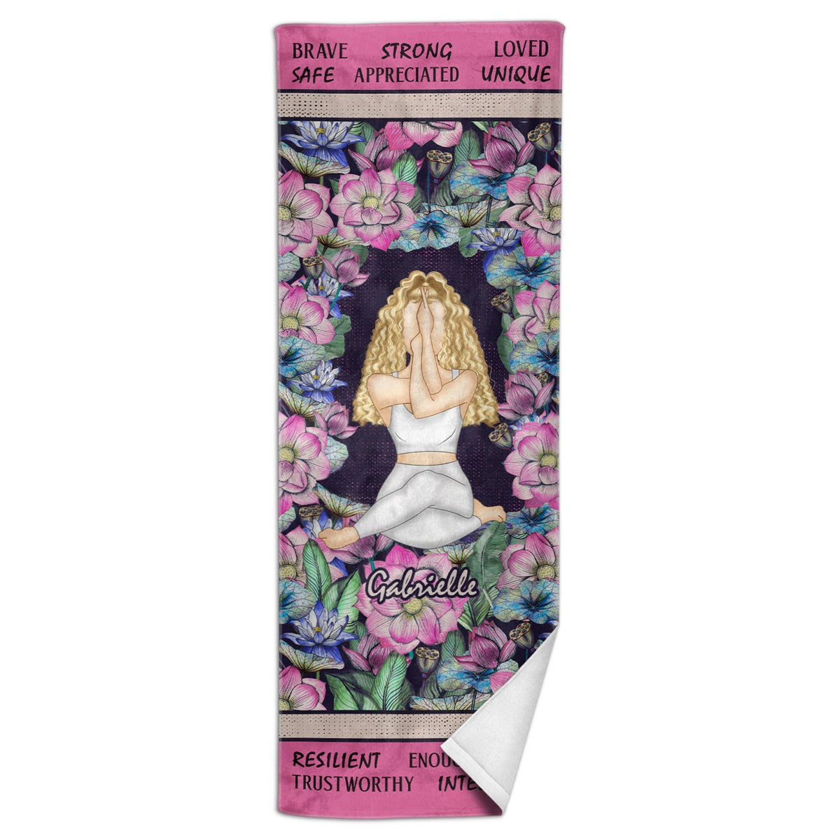 Yoga I Am Strong - Cadeau pour vous-même, cadeau pour femme - Serviette de yoga personnalisée