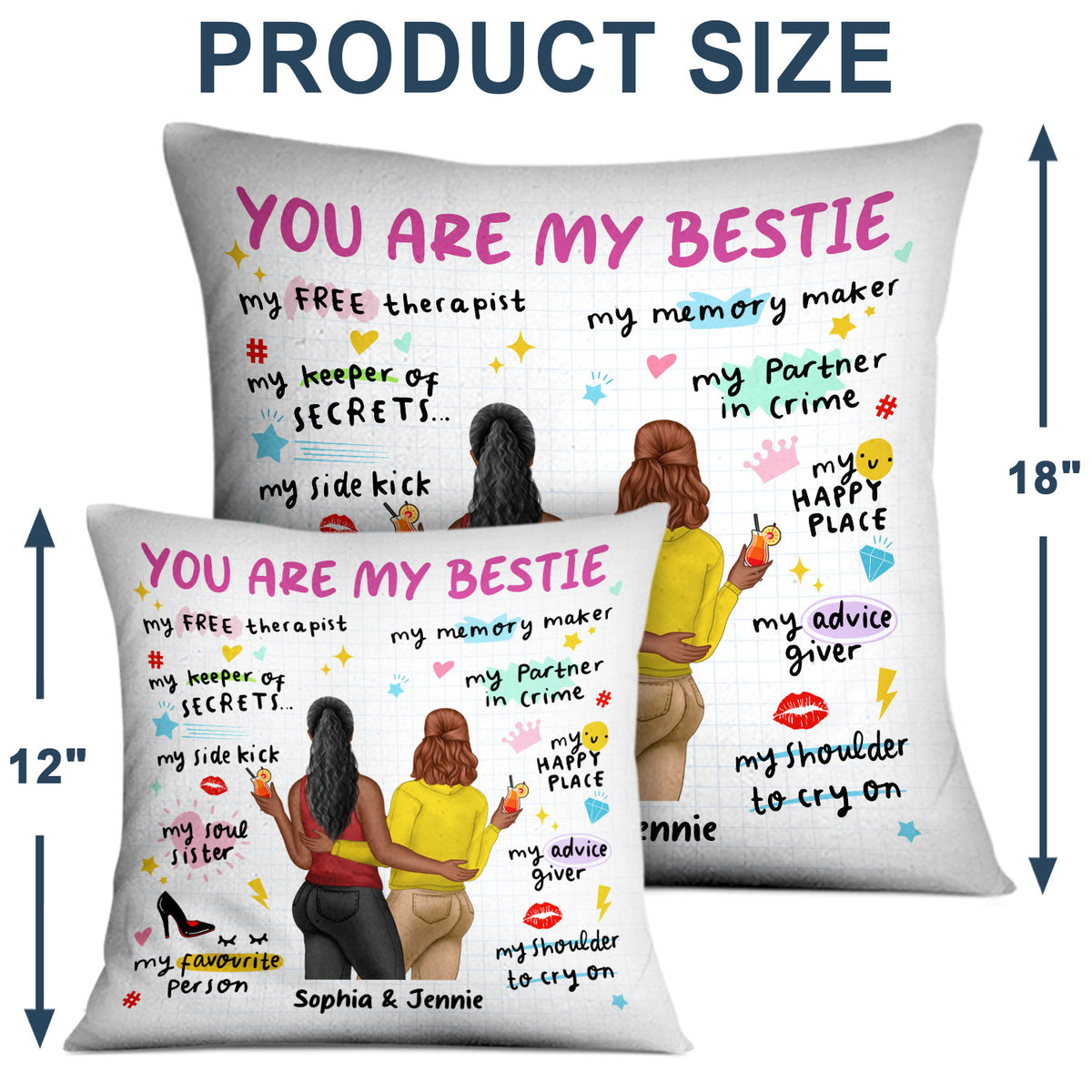 You Are My Bestie T For Besties Personalized Pillow Wander Prints™ 5055