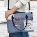Mon amour grandit sans cesse - Cadeau pour grand-mère et mère - Sac en cuir personnalisé