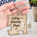 Cartoon Kissing Couple My Missing Piece - Gift For Couples - Personalized Wooden Keychain