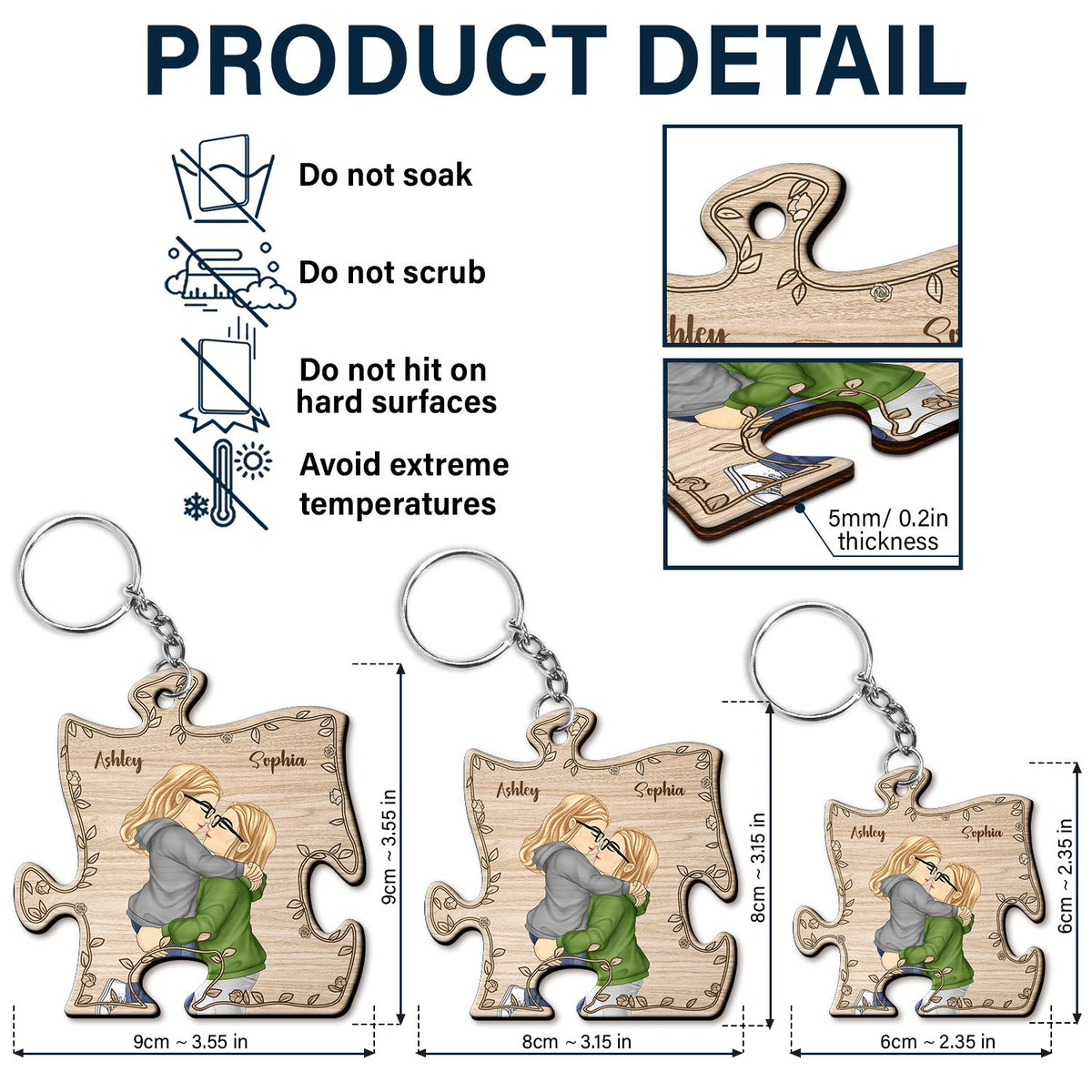 Cartoon Kissing Couple My Missing Piece - Gift For Couples - Personalized Wooden Keychain