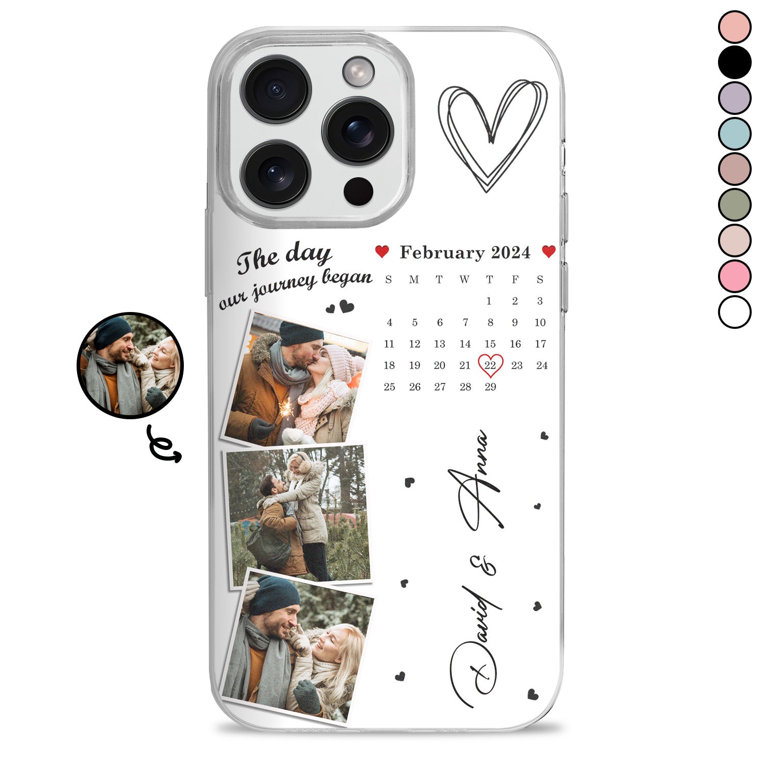 Custom Photo Calendar The Day Our Journey Began - Gift For Couples - Personalized Clear Phone Case