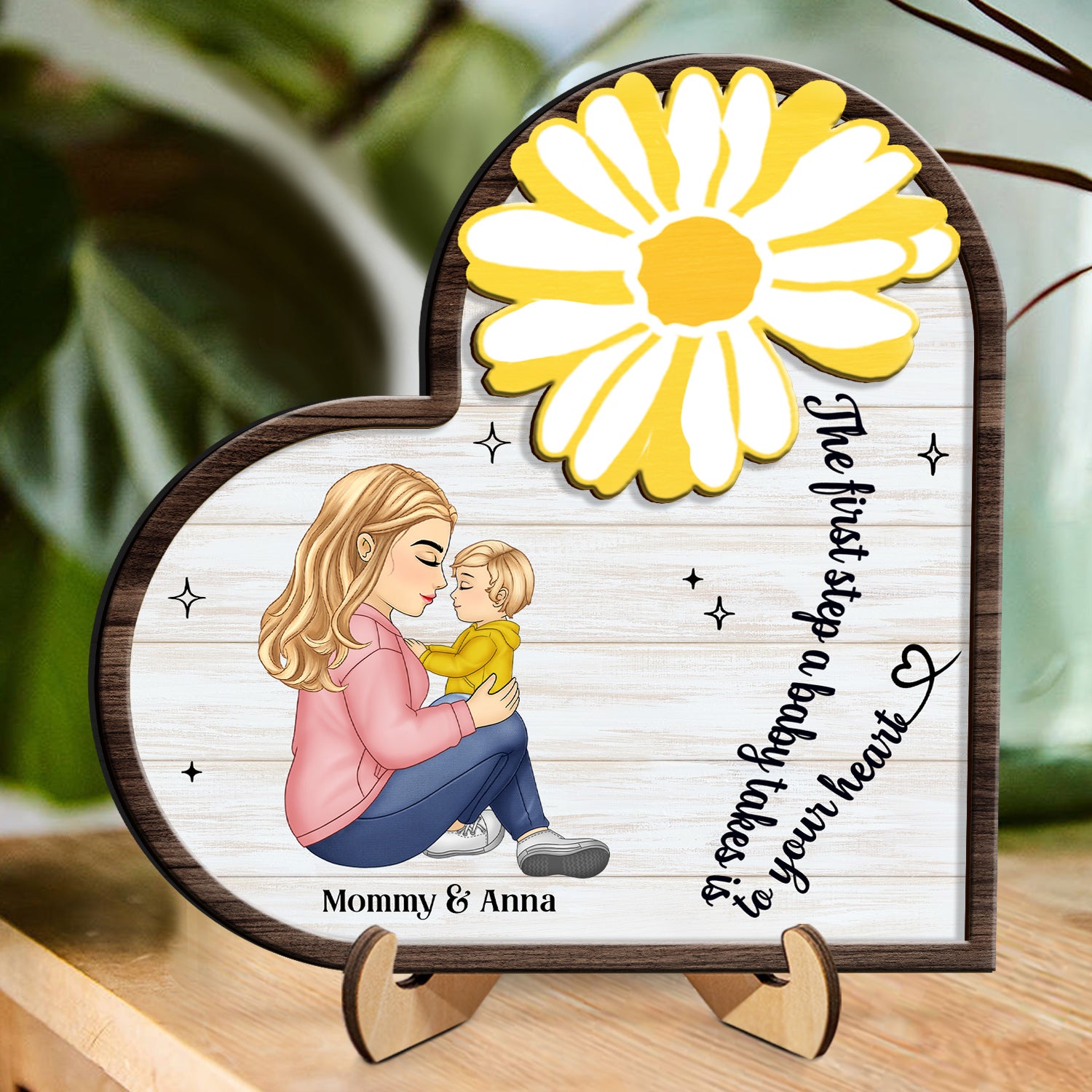 To Your Heart - Gift For Mother - Personalized 2-Layered Wooden Plaque With Stand