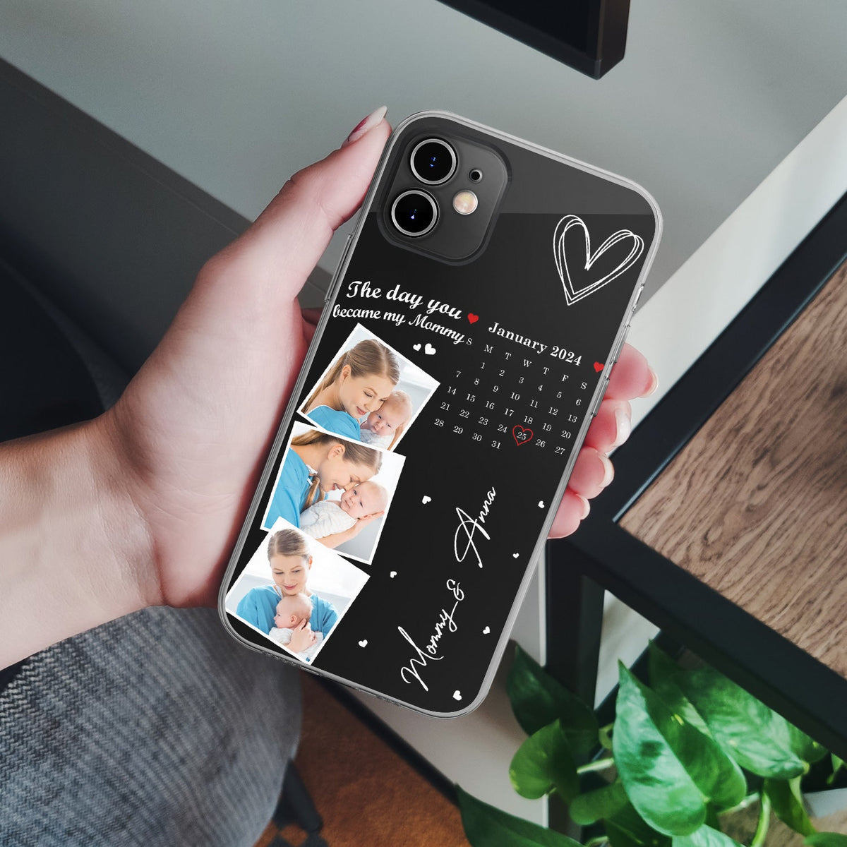 Custom Photo Calendar The Day You Became My Mommy - Gift For Mother - Personalized Clear Phone Case