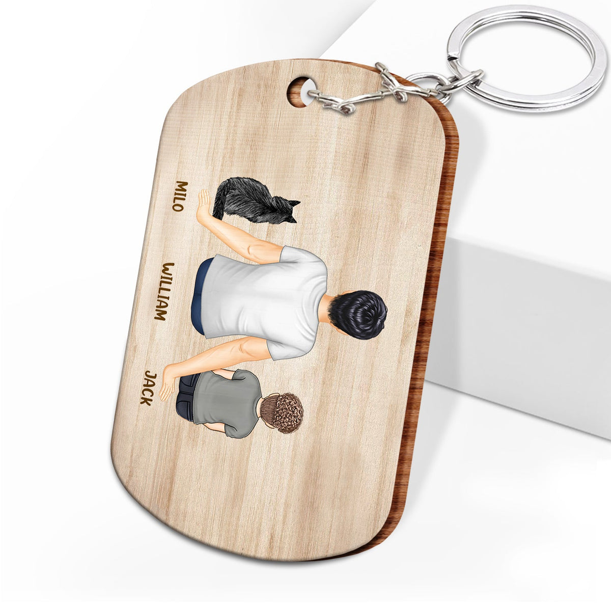 Backside Best Dad Ever - Gift For Father - Personalized Wooden Keychain