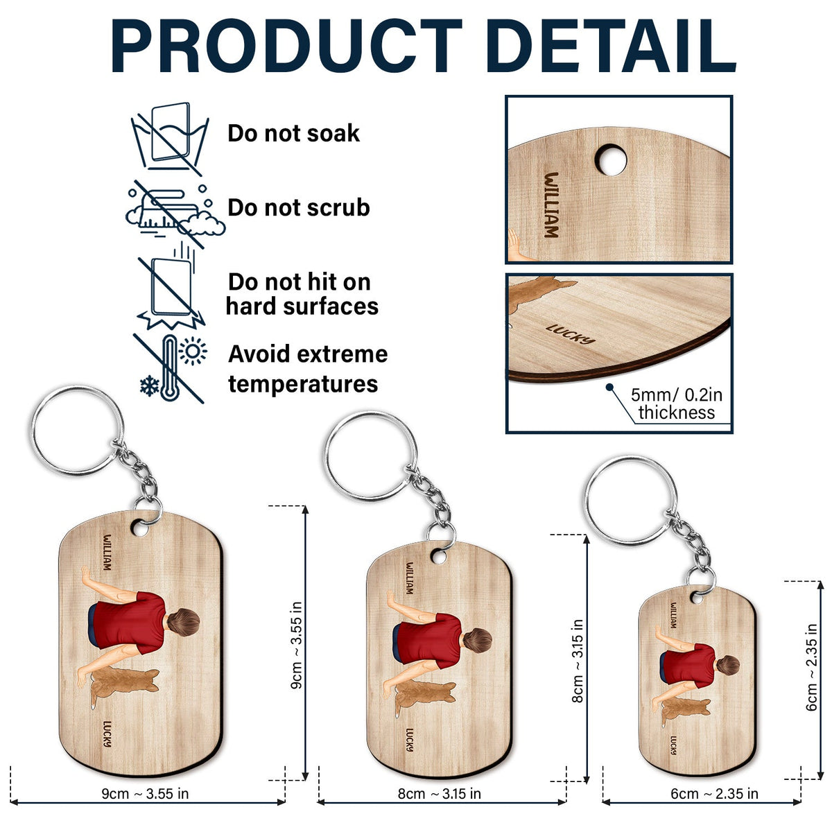 Backside Best Dad Ever - Gift For Father - Personalized Wooden Keychain