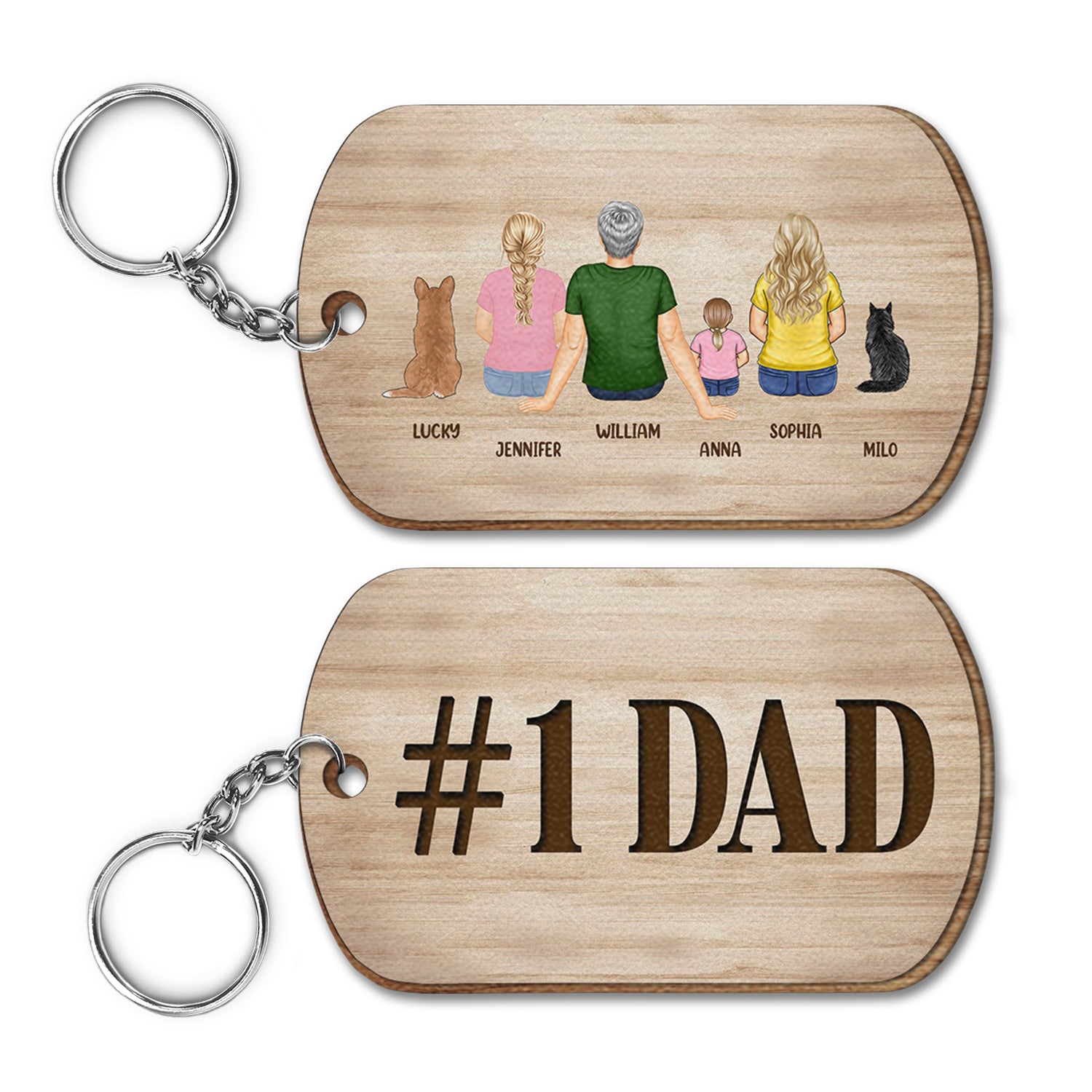 Backside Best Dad Ever - Gift For Father - Personalized Wooden Keychain
