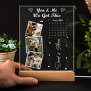 Calendrier photo personnalisé « Le jour où notre voyage a commencé » - Cadeau pour couples - Base en bois avec éclairage LED 3D personnalisé