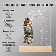 Custom Photo Calendar The Day Our Journey Began - Gift For Couples - Personalized 3D Led Light Wooden Base