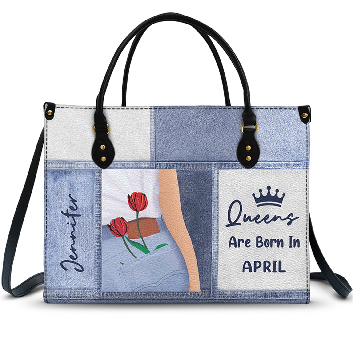 Queens Are Born - Birthday Gift For Women - Personalized Leather Bag