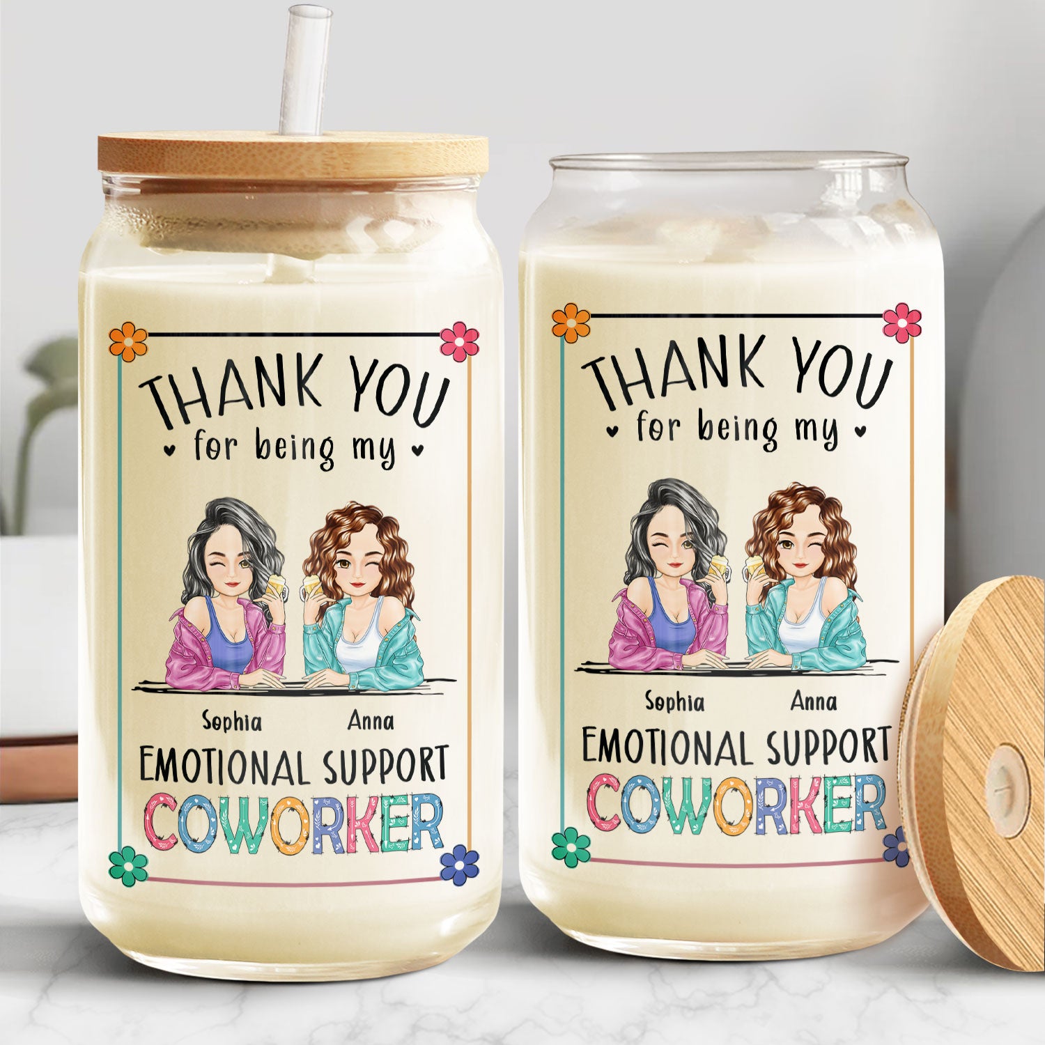 Thanks For Being My Coworker - Gift For Colleagues - Personalized Clear Glass Can