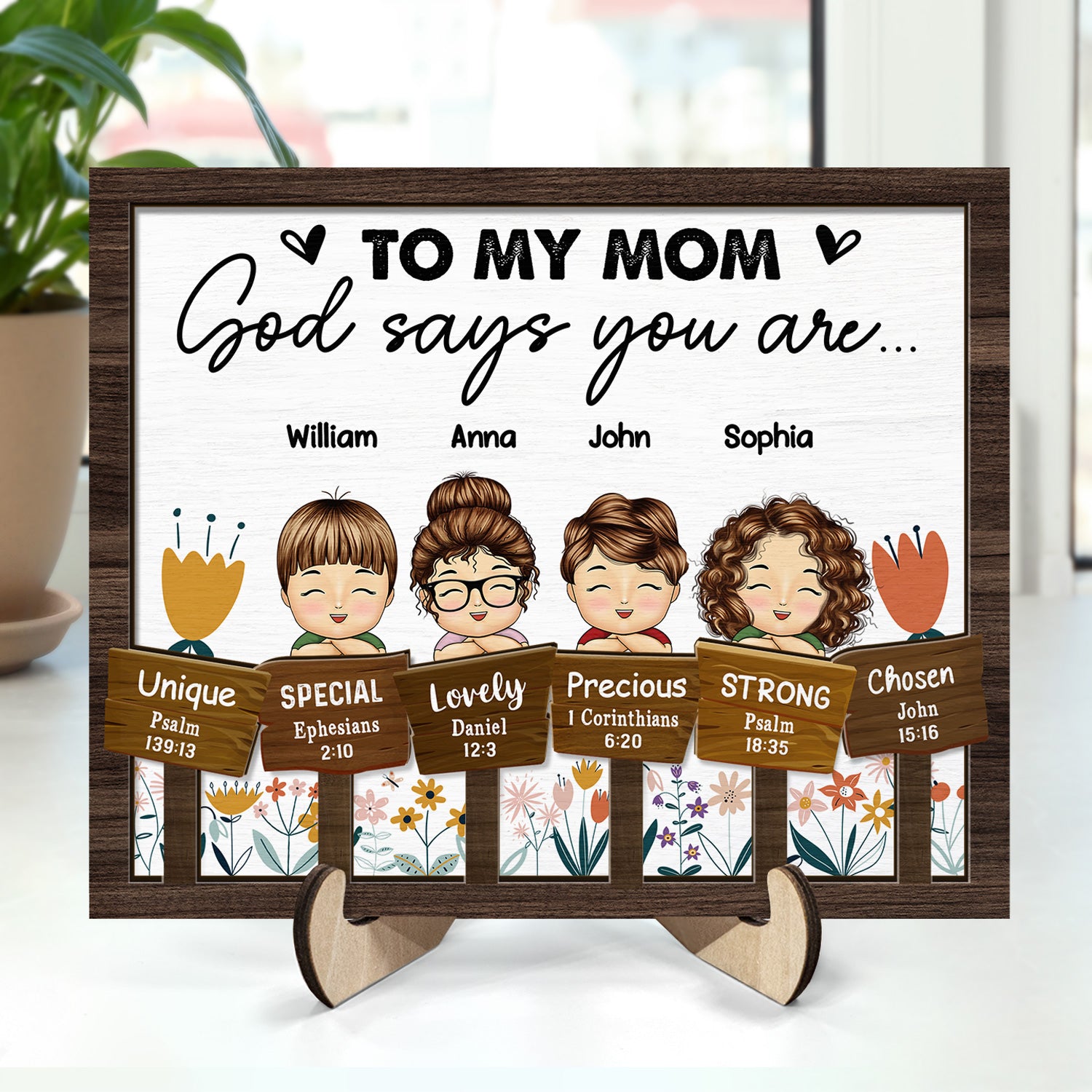 God Says You Are - Gift For Mom - Personalized 2-Layered Wooden Plaque With Stand