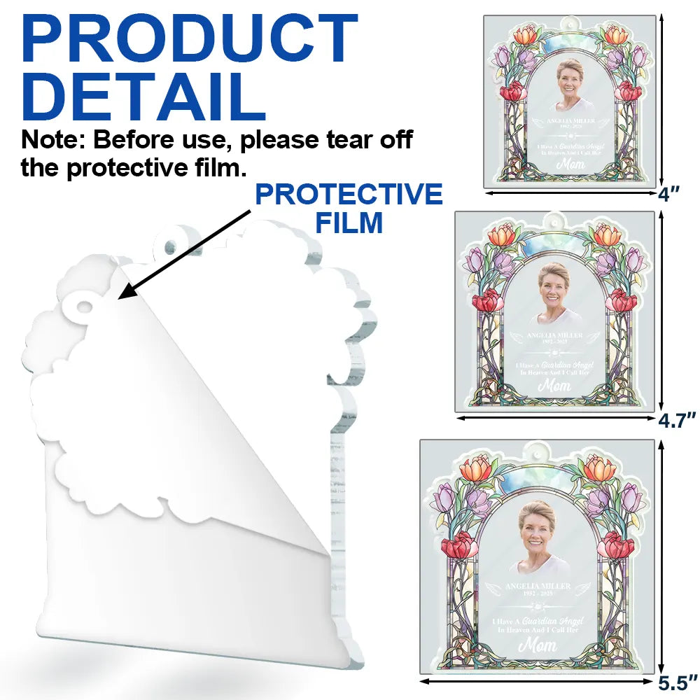 Gift For Women,Gift For Men,Memorial,Family,Sad - Custom Photo Memorial I Have A Guardian Angel In Heaven Mom Dad - Personalized Custom Shaped Acrylic Ornament