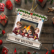 Family,Christmas,Happy,Love - And So Together They Built A Life They Loved - Personalized Custom Shaped Acrylic Ornament