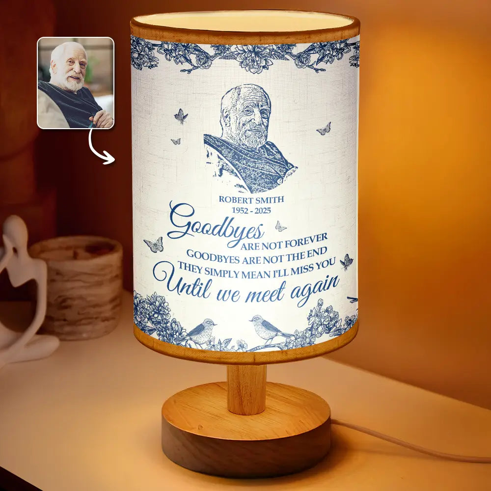 Custom Photo Pencil Drawing Toile De Jouy Goodbyes Are Not Forever - Personalized Fabric Lamp