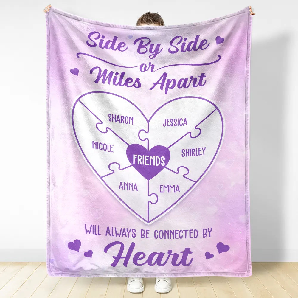 Gift For Bestie,Gift For Sisters,Gift For Women,Long Distance,Christmas,Happy - Friends Sisters Will Always Be Connected By Heart - Personalized Fleece Blanket, Sherpa Blanket