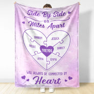 Gift For Bestie,Gift For Sisters,Gift For Women,Long Distance,Christmas,Happy - Friends Sisters Will Always Be Connected By Heart - Personalized Fleece Blanket, Sherpa Blanket