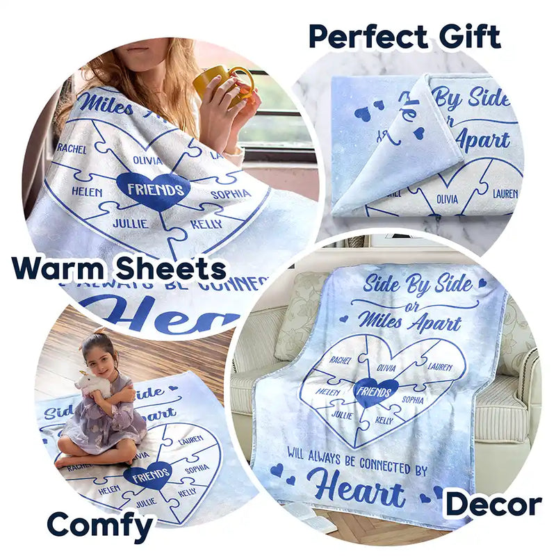 Gift For Bestie,Gift For Sisters,Gift For Women,Long Distance,Christmas,Happy - Friends Sisters Will Always Be Connected By Heart - Personalized Fleece Blanket, Sherpa Blanket