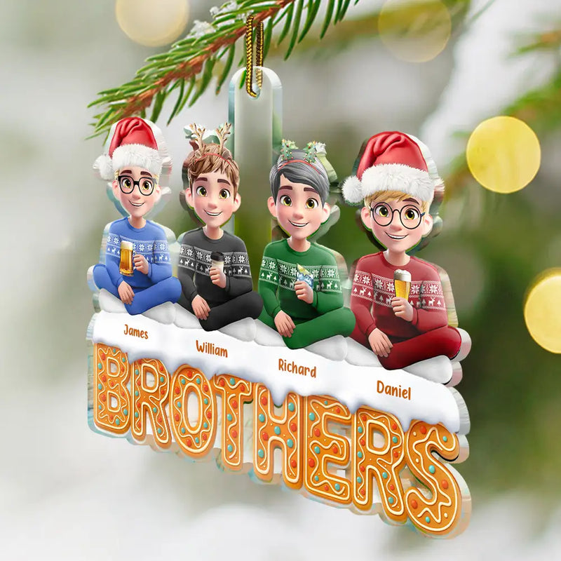 Gift For Bestie,Gift For Sisters,Christmas,Happy,Cousin,Gift For Sibling,Gift For Brothers - 3D Effect Besties Christmas Gingerbread - Personalized Custom Shaped Acrylic Ornament
