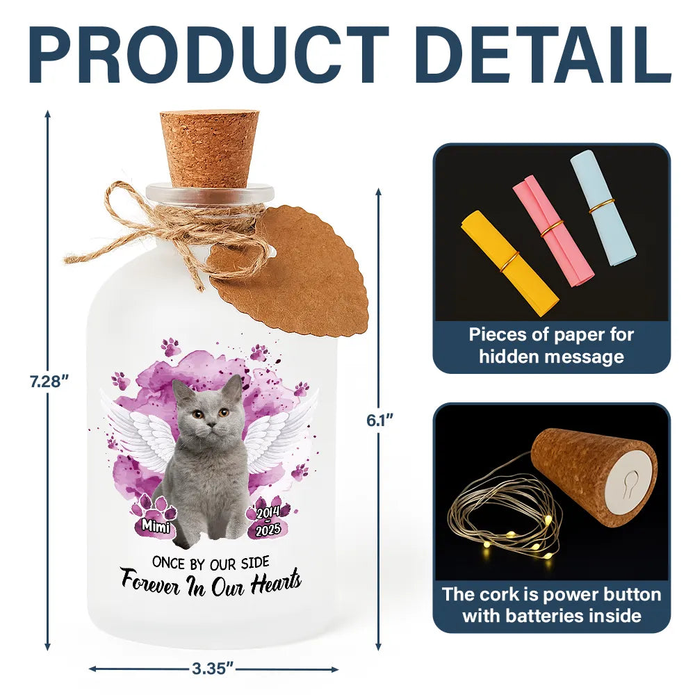 Pet Lovers,Pet Mom,Pet Dad,Pet Couple,Cat Lovers,Cat Mom,Cat Couple,Cat Dad,Dog Lovers,Dog Mom,Dog Dad,Dog Couple,Memorial,Custom Photo,Sad - Custom Photo Memorial Dog Cat Your Wings Were Ready - Personalized Short Bottle Light