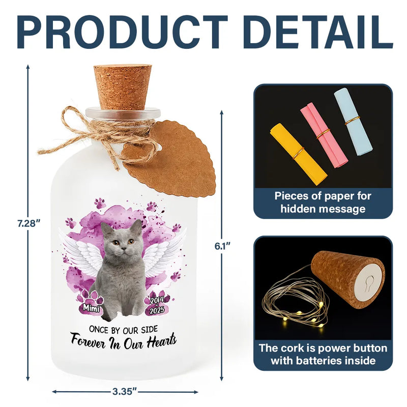 Pet Lovers,Pet Mom,Pet Dad,Pet Couple,Cat Lovers,Cat Mom,Cat Couple,Cat Dad,Dog Lovers,Dog Mom,Dog Dad,Dog Couple,Memorial,Custom Photo,Sad - Custom Photo Memorial Dog Cat Your Wings Were Ready - Personalized Short Bottle Light