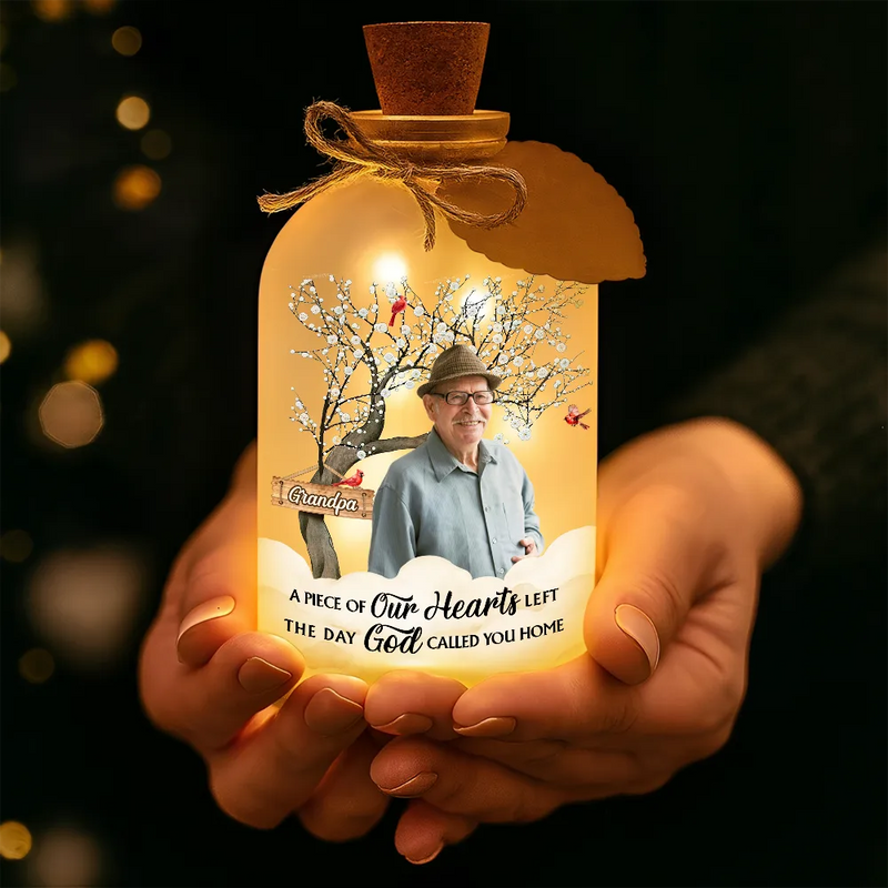 Family,Memorial,Custom Photo,Gift For Women,Gift For Men,Sad - Custom Photo Calendar Memorial The Moment Your Heart Stopped - Personalized Short Bottle Light