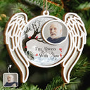 Memorial,Family,Gift For Women,Gift For Men,Sad,Christmas,Top Market - Custom Photo I'm Always With You Angel Wings - Personalized 2-Layered Wooden Ornament