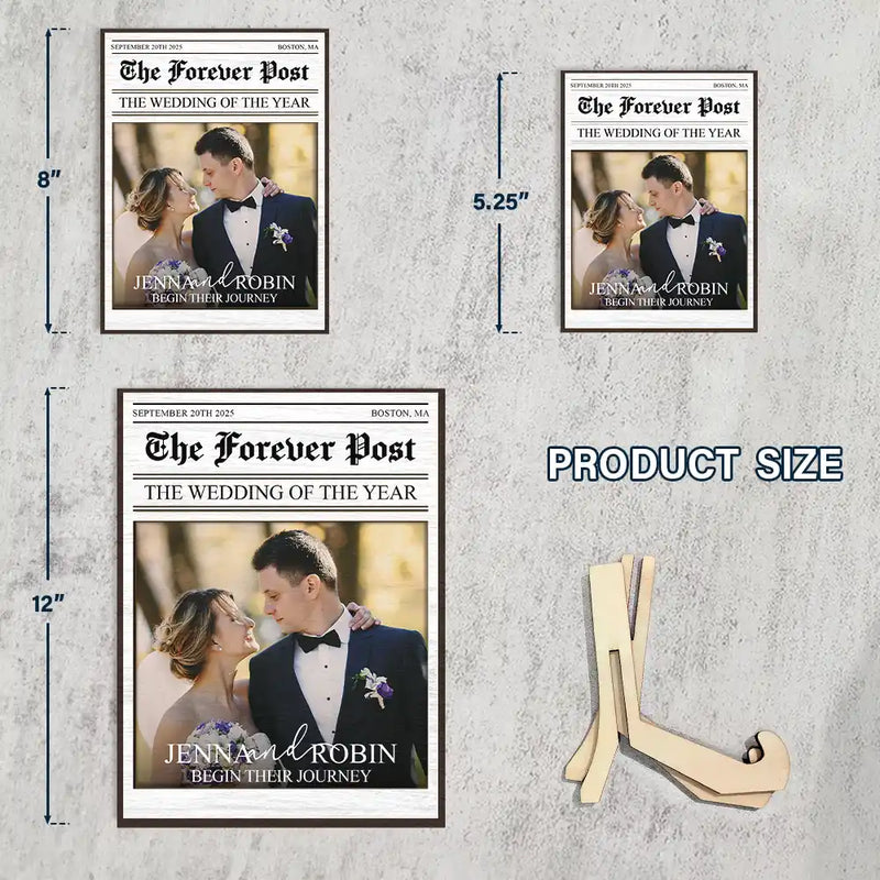 Gift For Couples,Wedding,Love,Gift For Women,Gift For Men,Gift For Wife,Gift For Husband,LGBT - Custom Photo The Wedding Of The Year Newlywed Couples - Personalized 2-Layered Wooden Plaque With Stand