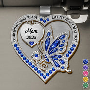 Memorial,Family,Gift For Men,Gift For Women,Sad - Memorial Your Wings Were Ready 3D Effect - Personalized Custom Shaped Car Visor Clip