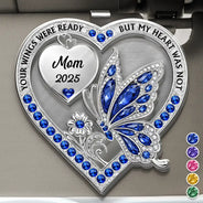 Memorial,Family,Gift For Men,Gift For Women,Sad - Memorial Your Wings Were Ready 3D Effect - Personalized Custom Shaped Acrylic Car Visor Clip