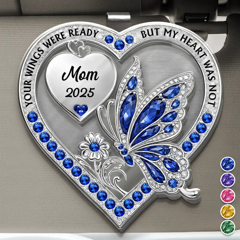 Memorial,Family,Gift For Men,Gift For Women,Sad - Memorial Your Wings Were Ready 3D Effect - Personalized Custom Shaped Acrylic Car Visor Clip
