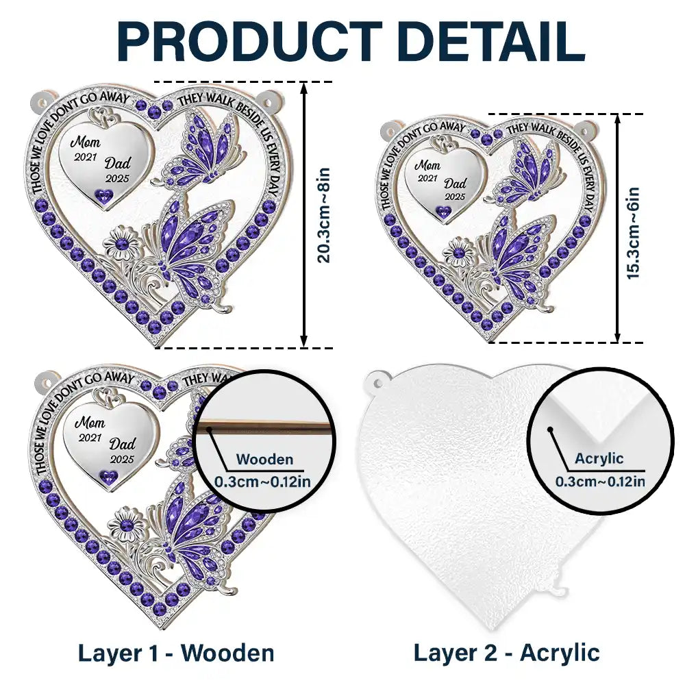 Memorial,Family,Gift For Men,Gift For Women,Sad - Memorial Your Wings Were Ready 3D Effect - Personalized Window Hanging Suncatcher Ornament