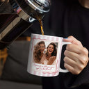 Gift For Bestie,Gift For Sisters,Custom Photo,Happy - Custom Photo Right In The Throat Besties Stripe Style - Personalized White Edge-to-Edge Mug