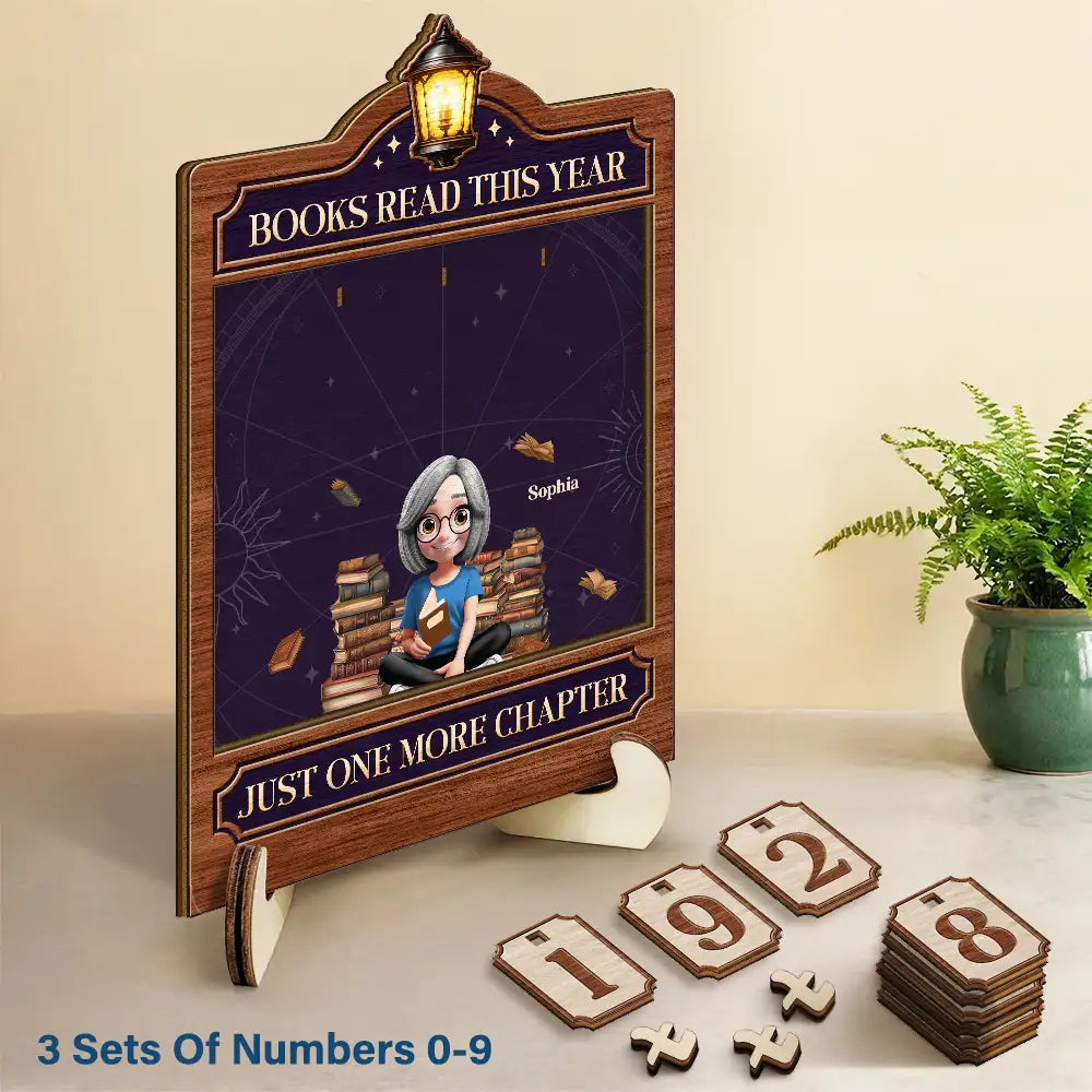 Gift For Women,Happy,Reading,Gift For Men,Gift For Yourself - 3D Effect Reading Girl Boy Books Read This Year - Personalized 2-Layered Wooden Tracker Sign