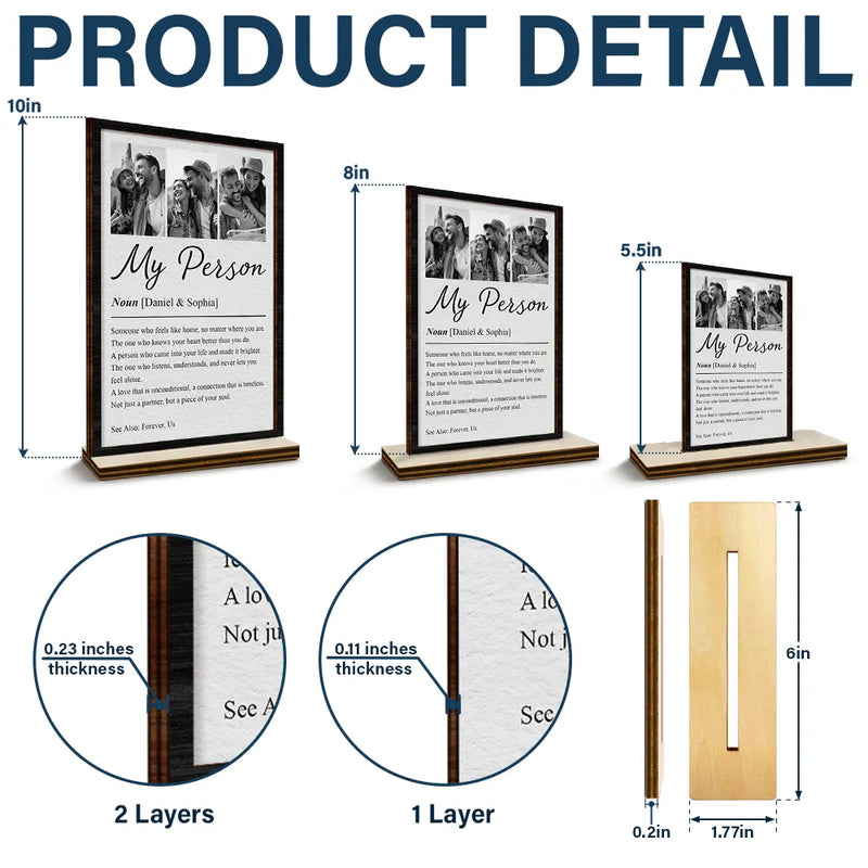 Custom Photo,Gift For Couples,LGBT,Old Couples,Gift For Women,Gift For Men,Gift For Husband,Gift For Wife,Gift For Boyfriend,Gift For Girlfriend,Love - Custom Photo Couple My Person Definition - Personalized Custom Shaped 2-Layered Wooden Plaque
