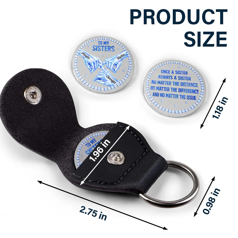 Gift For Sisters,Gift For Women,Happy - 3D Crystal Effect Once A Sister Always A Sister - Personalized Leather Pocket Hug