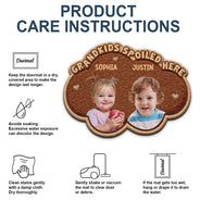 Gift For Grandma,Gift For Grandpa,Grandpa - Grandkids,Grandma - Grandkids,Gift For Women,Gift For Men,Happy,Custom Photo - Custom Photo Faux Embroidery Effect Grandkids Spoiled Here - Personalized Custom Shaped Doormat