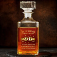 Gift For Brothers,Gift For Sibling,Cousin,Gift For Men,Happy - 3D Metal Effect Once A Brother Always A Brother - Personalized Square Whiskey Bottle