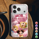 Gift For Grandma,Gift For Mother,Gift For Women,Happy,Vector - Realistic 3D Furry Effect Grandma Mom We Love You - Personalized Clear Phone Case