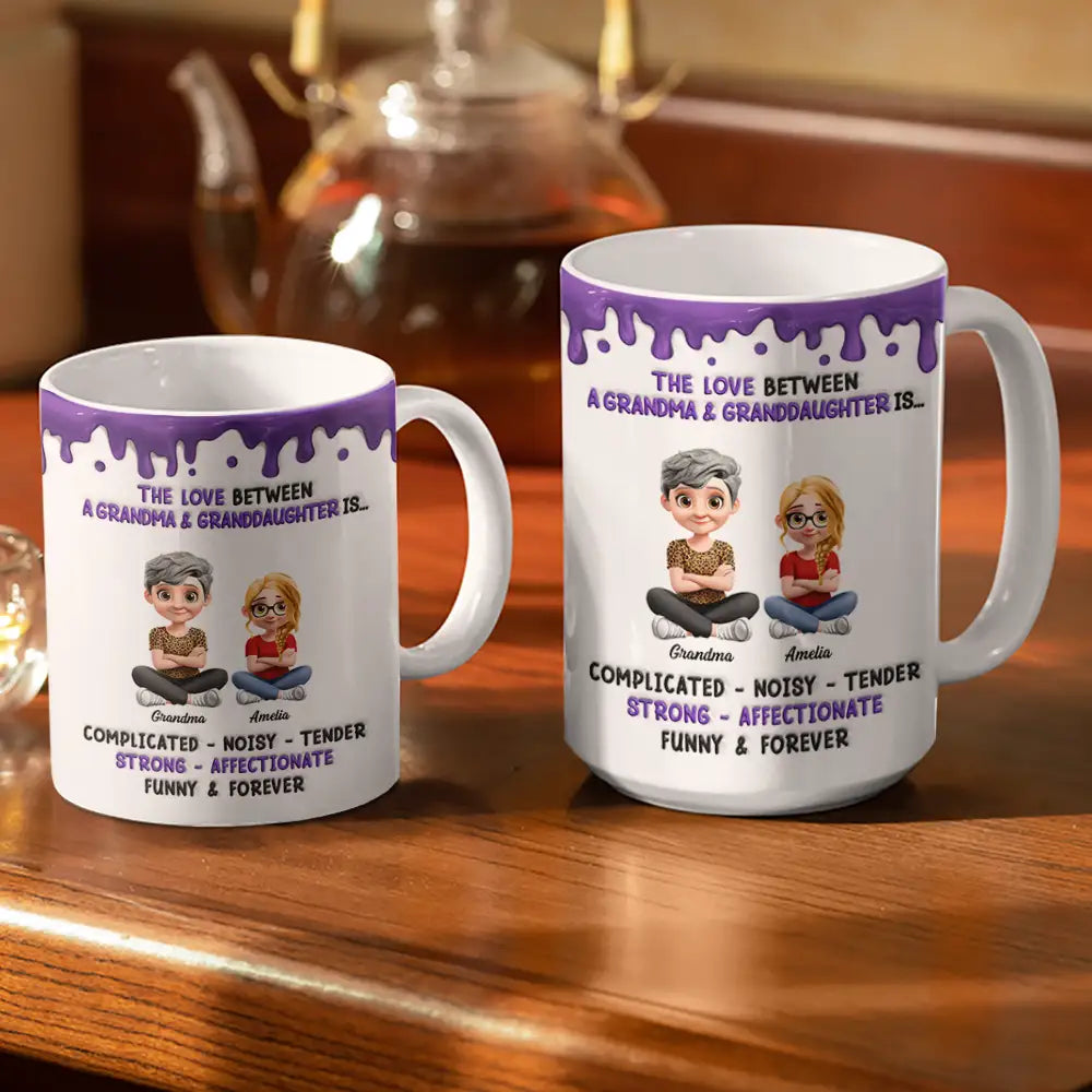 Gift For Daughter,Gift For Son,Gift For Grandkids,Gift For Women,Gift For Men,Mom - Daughters (Adult),Mom - Daughters (Young),Mom - Sons,Mom - Children,Dad - Daughters (Adult),Dad - Daughters (Young),Dad - Sons,Dad - Children,Grandpa - Grandkids,Grandma - Grandkids,Happy,Top Market,Top Market,Vector - 3D Inflated Effect Mom & Daughter Complicated Noisy Tender - Personalized White Edge-to-Edge Mug